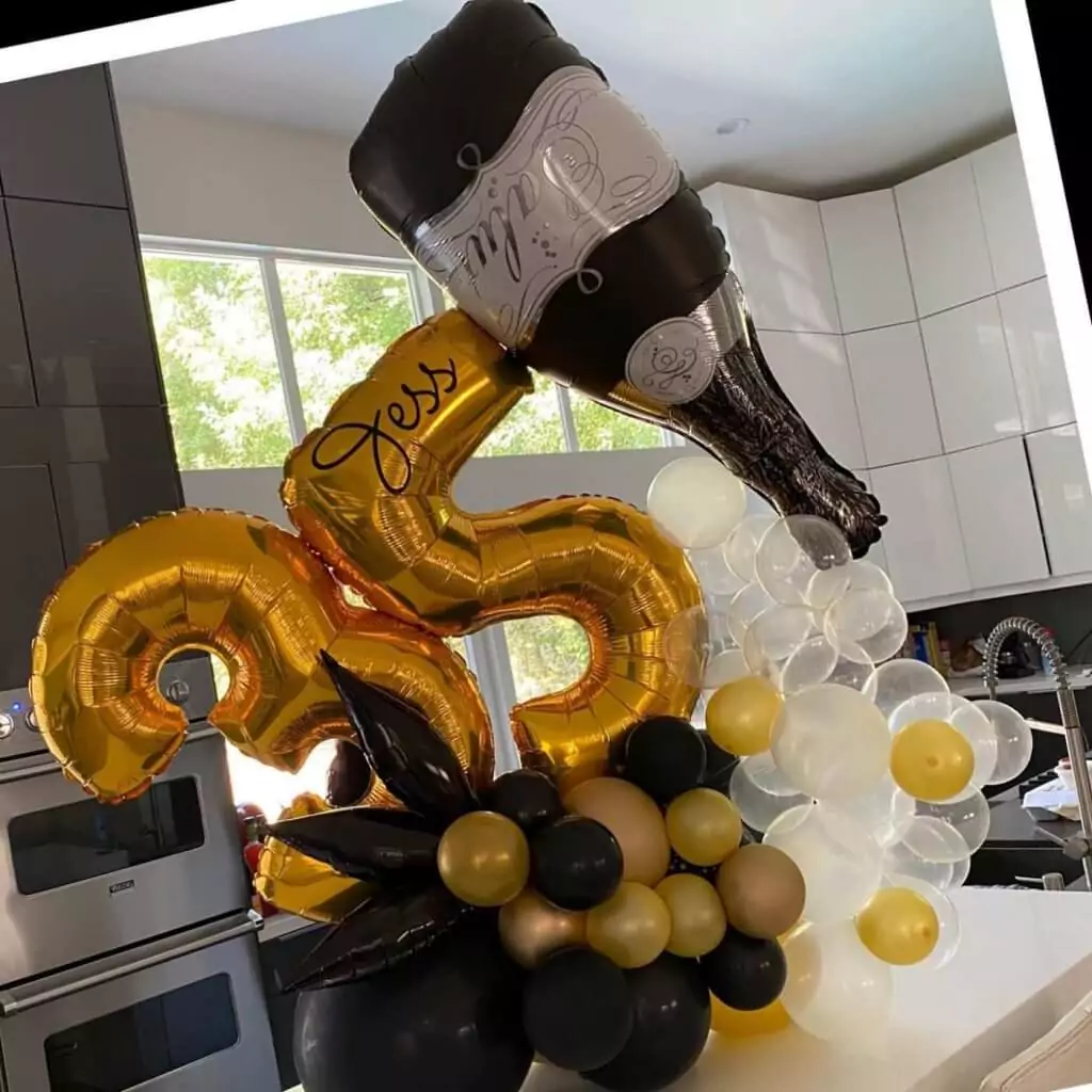 Champagne Balloon Bouquet for 35th Birthday